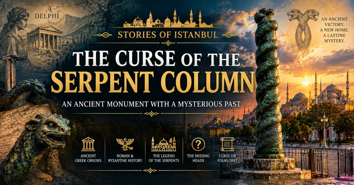 Discover the story behind the Serpent Column in Istanbul, its ancient Greek origins, Byzantine history, mysterious legends, and the curse surrounding its serpent heads.
